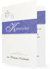Einladungen zur heiligen Kommunion, Lila mit Tauben