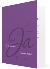 Einladungskarte Hochzeit / Einladung, schlicht Lila mit Foto