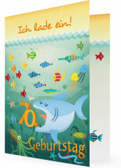 Einladungskarte zum 70. Geburtstag, Fische