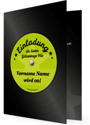 Einladungskarte zum Geburtstag gestalten, Schallplatte grün