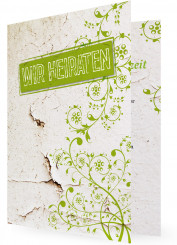 Einladungskarte zur Hochzeit, Grüne Ranken vor kaputter Wand