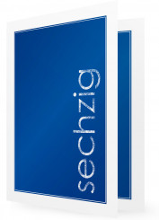 Einladungskarten 60. Geburtstag, Weißer Rahmen und Schrift auf Blau