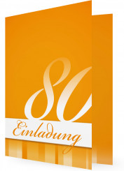 Einladungskarten 80. Geburtstag gestalten, Orange Karte mit Zahl