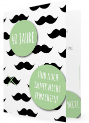 Einladungskarten für 40. Geburtstag, Bart grün
