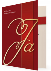 Einladungskarten für Hochzeit, klassisch Rot mit goldfarbenen Ja