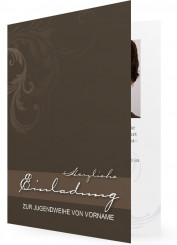 Einladungskarten für Jugendweihe, schlicht in Braun