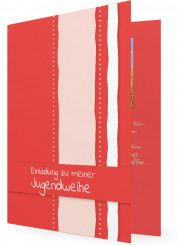 Einladungskarten Jugendweihe Vorlage, koralle Karte mit Streifen