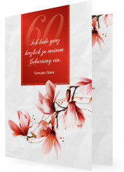 Einladungskarten zum 60., Magnolienblüten, rot