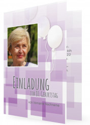 Einladungskarten zum 80., Lila Kästchen