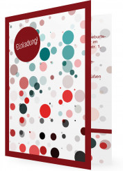 Einladungskarten zum Geburtstag, Muster mit Bunten Punkten und Roter Umrahmung