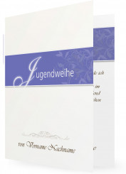 Einladungskarten zur Jugendweihe, Lila mit Pflanzenranken