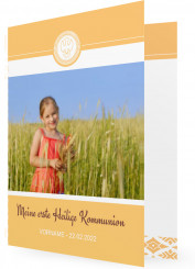 Erstkommunion Einladungen, Orange gemustert