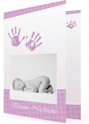 Geburtsanzeigen, Handabdrücke pink