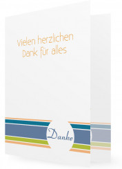 Geburtstag Dankeskarte Vorlage, Weiße Karte mit buntem Band