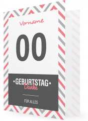 Geburtstag Dankkarten, Muster in grau und rosa