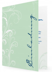 Geburtstag Einladungen Vorlagen, Hellgrün mit Weißen Blumenranken