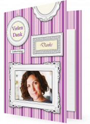 Geburtstagsdankkarte, Bilderrahmen, lila