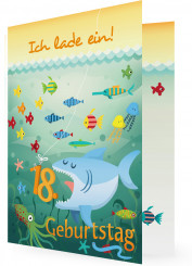 Geburtstagseinladung 18, Bunte Fische