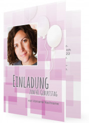Geburtstagseinladung 40., Rosa Kästchen