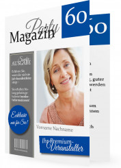 Geburtstagseinladung für 60., Magazin blau-grau