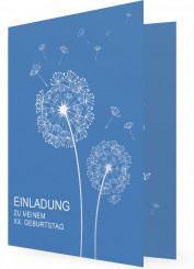Geburtstagseinladung zum selber gestalten, Pusteblume blau