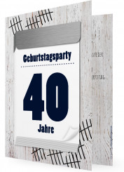 Geburtstagseinladungen zum 40., Abreißkalender blau