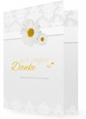 Goldene Hochzeit Dankkarten, Margeriten, weißer Hintergrund