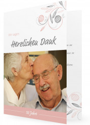 Goldhochzeit Danksagungen, Ornamente in Grau/Rosa