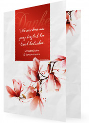 Hochzeit Danksagung Vorlagen, Magnolienblüten, rot