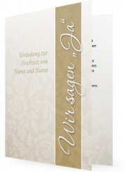 Hochzeit Einladungskarte Vorlagen, Dezentes Blumenmuster und goldener Balken