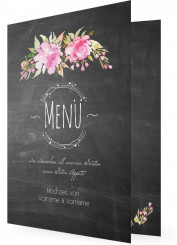 Hochzeit Menü Karte Vorlagen, Aquarell Blumen auf Tafel