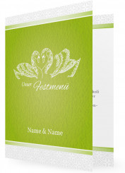 Hochzeit Menü Kartenvorlage, Schwäne grün