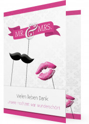 Hochzeitsdankkarte, Mr. & Mrs. in Pink