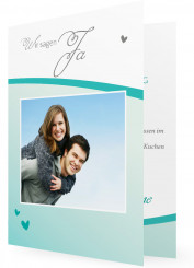 Hochzeitseinladung, Herzen türkis