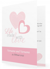 Hochzeitseinladungskarten, Life made with love rosa