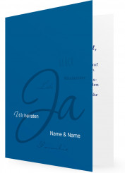 Hochzeitskarten / Einladung in Blau, Dunkelblaues JA