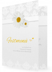 Hochzeitsmenü Kartenvorlage, Margeritenblüte