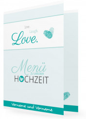 Hochzeitsmenü Vorlage gestalten, Fingerabdrücke petrol