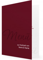 Hochzeitsmenükarte, schlicht Rot/Dunkelrot mit geschwungener Schrift