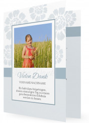 Jugendweihe Dankeskarte, blau geblumt