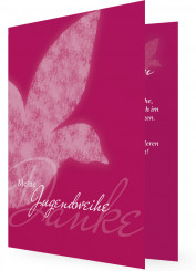 Jugendweihe Dankeskarte, Karte in rosa, weiße Taube