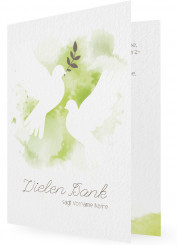 Jugendweihe Dankeskarten Vorlage, Tauben vor Farbklecks in Grün