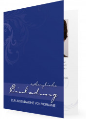 Jugendweihe Einladungskarten, dunkles Blau ganz schlicht
