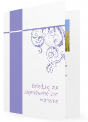 Jugendweihe Einladungskarten gestalten, Lila Ornamente