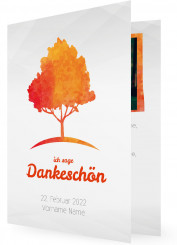 Jugendweihe Vorlagen Danksagungen, Baum in Orange