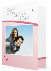 Kartenvorlage für Hochzeitsankündigung, Herzen rosa