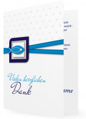 Konfirmation Danksagungen, gepunktet mit Fisch, blau