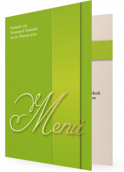 Menü Karten Hochzeit, Goldene Schrift auf Front