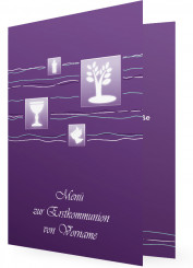 Menü Karten, Quadrate mit Motiven, Lila