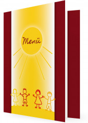 Menü Karten, Sonne mit Kinder, rote Karte